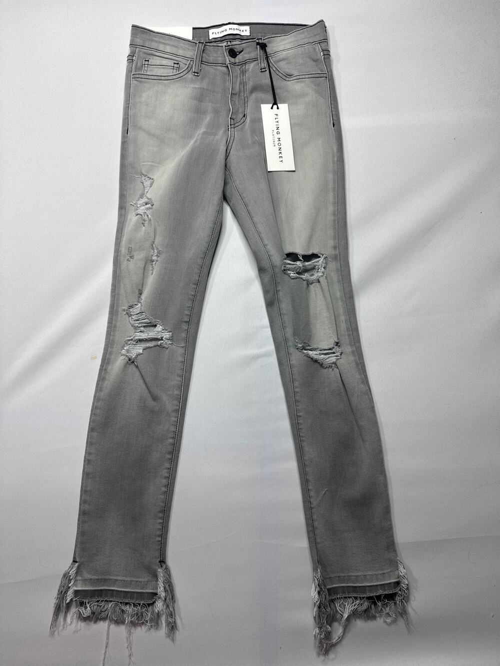 NWT Flying Monkey Women's Raw Hem Skinny Gray Jeans -  Size 27 (27x28.5)